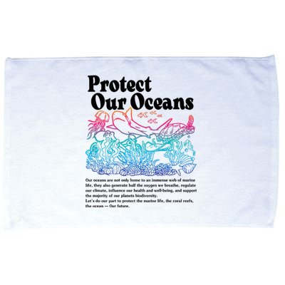 Protect Our Oceans Save Earth World Ocean Day Microfiber Hand Towel