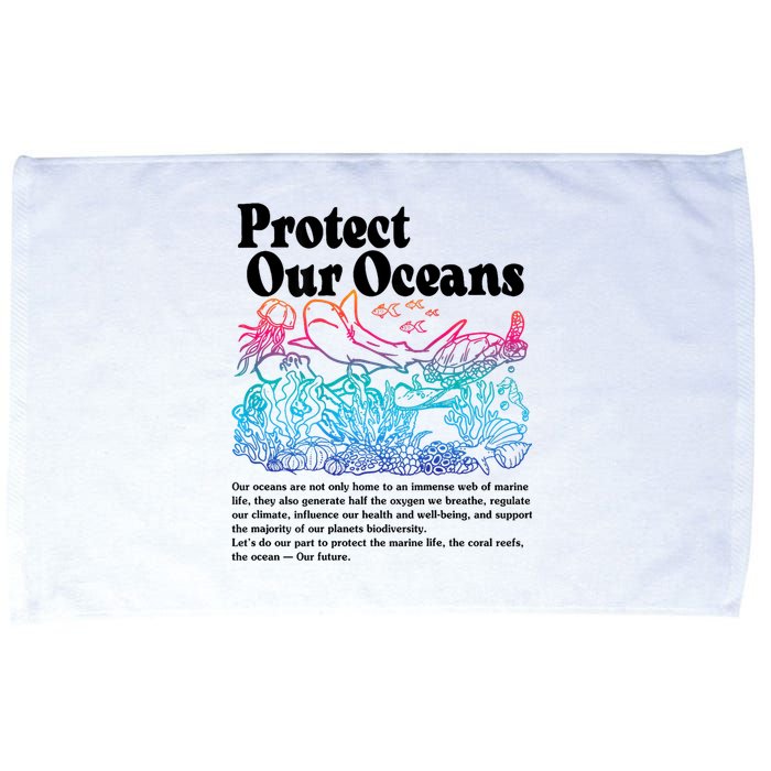 Protect Our Oceans Save Earth World Ocean Day Microfiber Hand Towel