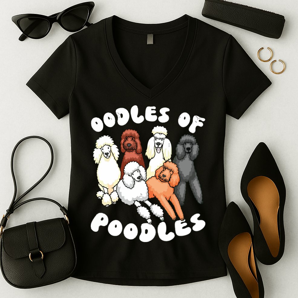Poodle Oodles Of Poodles Poodle Lover Women's V-Neck T-Shirt