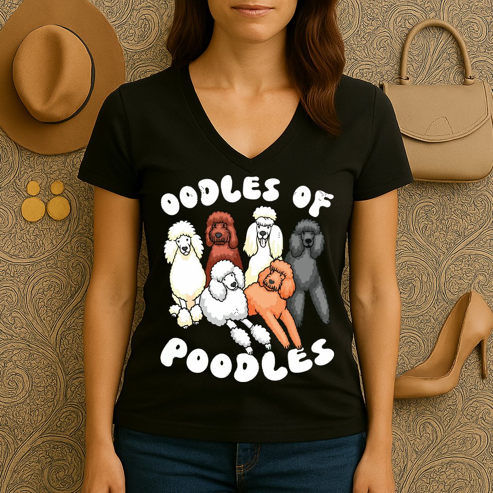 Poodle Oodles Of Poodles Poodle Lover Women's V-Neck T-Shirt