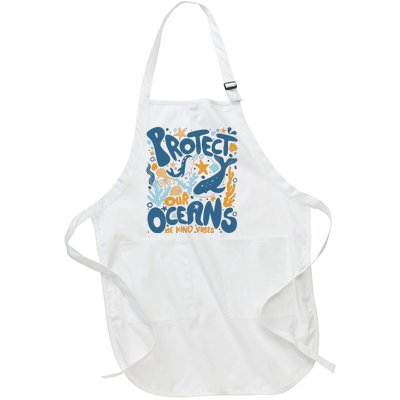 Protect Our Oceans Respect Locals Apparel Beach Lover Full-Length Apron With Pockets