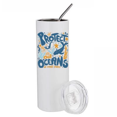 Protect Our Oceans Respect Locals Apparel Beach Lover Stainless Steel Tumbler