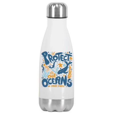 Protect Our Oceans Respect Locals Apparel Beach Lover Stainless Steel Insulated Water Bottle