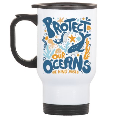 Protect Our Oceans Respect Locals Apparel Beach Lover Stainless Steel Travel Mug