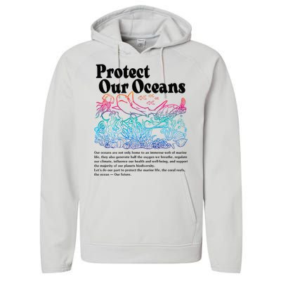 Protect Our Oceans Save Earth World Ocean Day Performance Fleece Hoodie