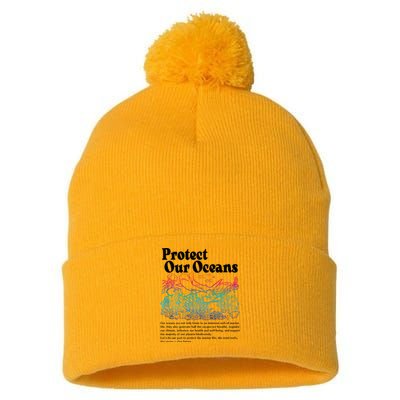 Protect Our Oceans Save Earth World Ocean Day Pom Pom 12in Knit Beanie