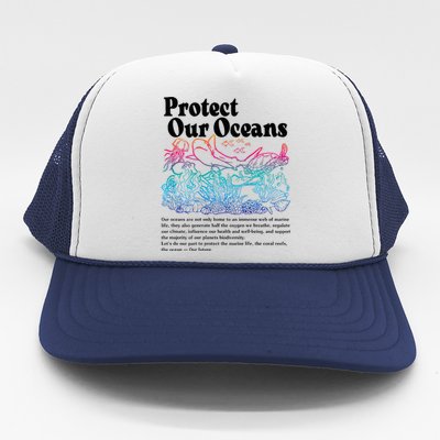 Protect Our Oceans Save Earth World Ocean Day Trucker Hat