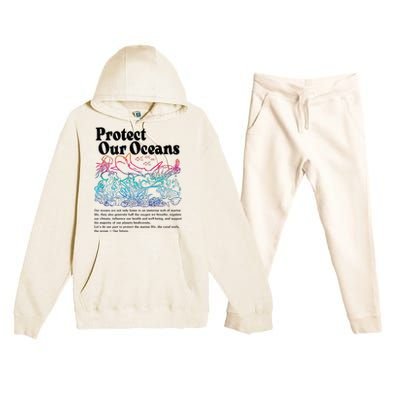 Protect Our Oceans Save Earth World Ocean Day Premium Hooded Sweatsuit Set