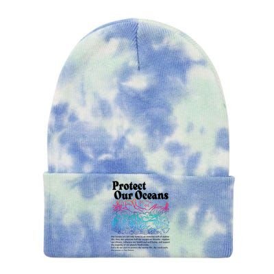 Protect Our Oceans Save Earth World Ocean Day Tie Dye 12in Knit Beanie