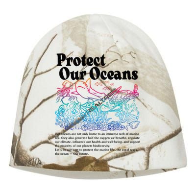 Protect Our Oceans Save Earth World Ocean Day Kati - Camo Knit Beanie