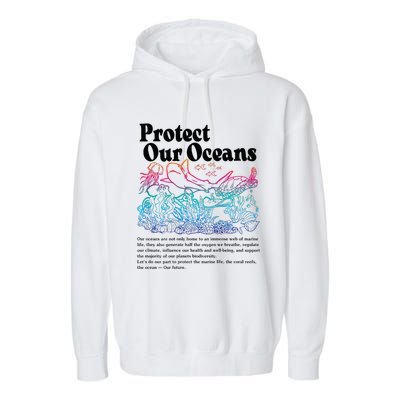 Protect Our Oceans Save Earth World Ocean Day Garment-Dyed Fleece Hoodie