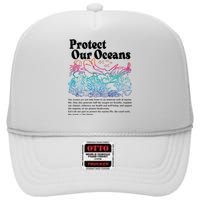 Protect Our Oceans Save Earth World Ocean Day High Crown Mesh Back Trucker Hat