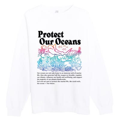 Protect Our Oceans Save Earth World Ocean Day Premium Crewneck Sweatshirt