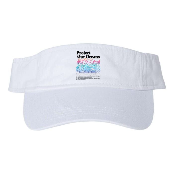 Protect Our Oceans Save Earth World Ocean Day Valucap Bio-Washed Visor