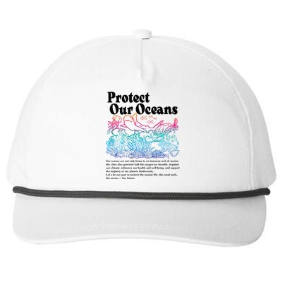 Protect Our Oceans Save Earth World Ocean Day Snapback Five-Panel Rope Hat