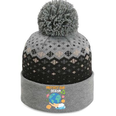 Protect Our Ocean Earth Day Design Gift The Baniff Cuffed Pom Beanie