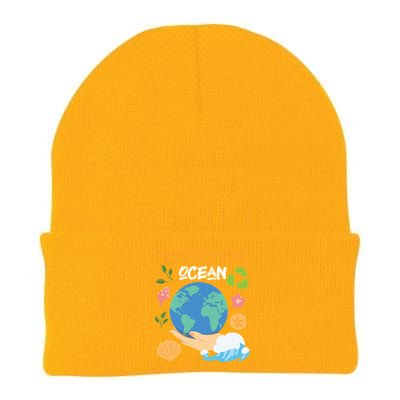 Protect Our Ocean Earth Day Design Gift Knit Cap Winter Beanie