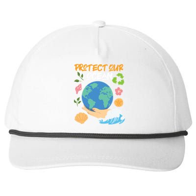 Protect Our Ocean Earth Day Design Gift Snapback Five-Panel Rope Hat