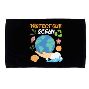 Protect Our Ocean Earth Day Design Gift Microfiber Hand Towel