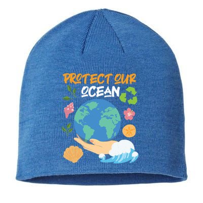 Protect Our Ocean Earth Day Design Gift Sustainable Beanie