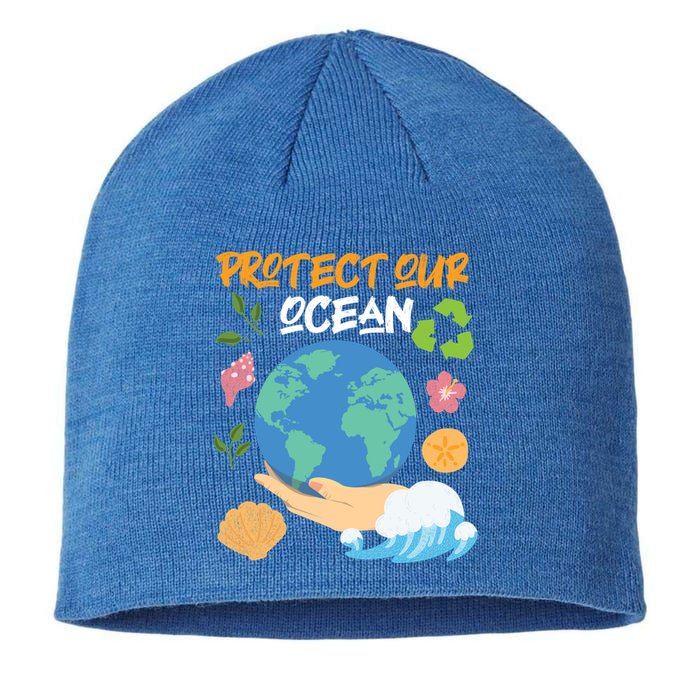 Protect Our Ocean Earth Day Design Gift Sustainable Beanie