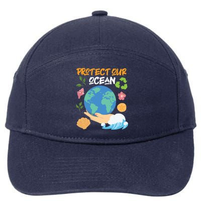 Protect Our Ocean Earth Day Design Gift 7-Panel Snapback Hat