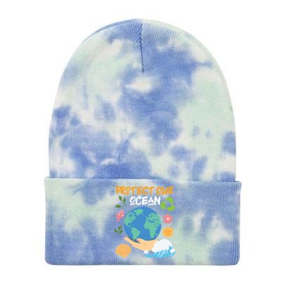 Protect Our Ocean Earth Day Design Gift Tie Dye 12in Knit Beanie