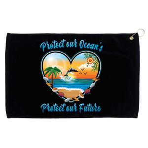 Protect Our Oceans Protect Our Future Save The Whales Gift Grommeted Golf Towel