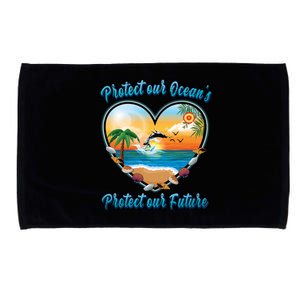 Protect Our Oceans Protect Our Future Save The Whales Gift Microfiber Hand Towel