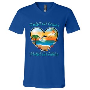 Protect Our Oceans Protect Our Future Save The Whales Gift V-Neck T-Shirt