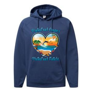 Protect Our Oceans Protect Our Future Save The Whales Gift Performance Fleece Hoodie