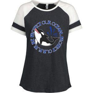 Protect Our Ocean Protect Our Future Save The Whale Meaningful Gift Enza Ladies Jersey Colorblock Tee