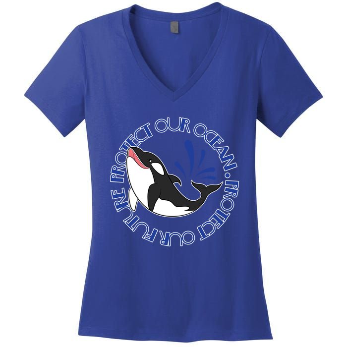 Protect Our Ocean Protect Our Future Save The Whale Meaningful Gift Women's V-Neck T-Shirt