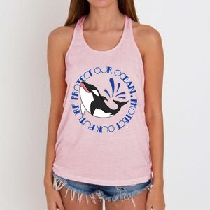 Protect Our Ocean Protect Our Future Save The Whale Meaningful Gift Women's Knotted Racerback Tank