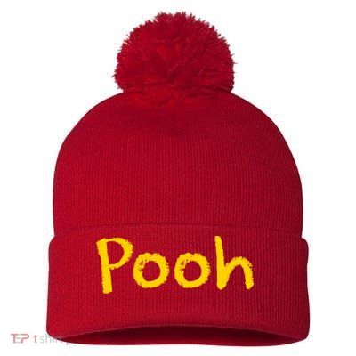 Pooh Halloween Costume Pom Pom 12in Knit Beanie