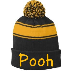 Pooh Nickname Stripe Pom Pom Beanie