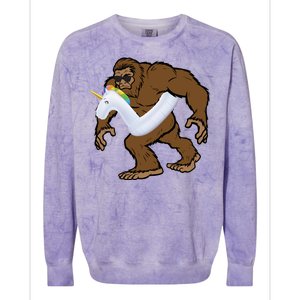 Pool Party Bigfoot Unicorn Float  Sasquatch Colorblast Crewneck Sweatshirt