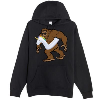 Pool Party Bigfoot Unicorn Float  Sasquatch Premium Pullover Hoodie