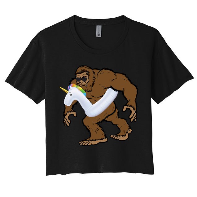 Pool Party Bigfoot Unicorn Float  Sasquatch Crop Top