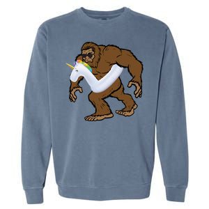 Pool Party Bigfoot Unicorn Float  Sasquatch Garment-Dyed Sweatshirt