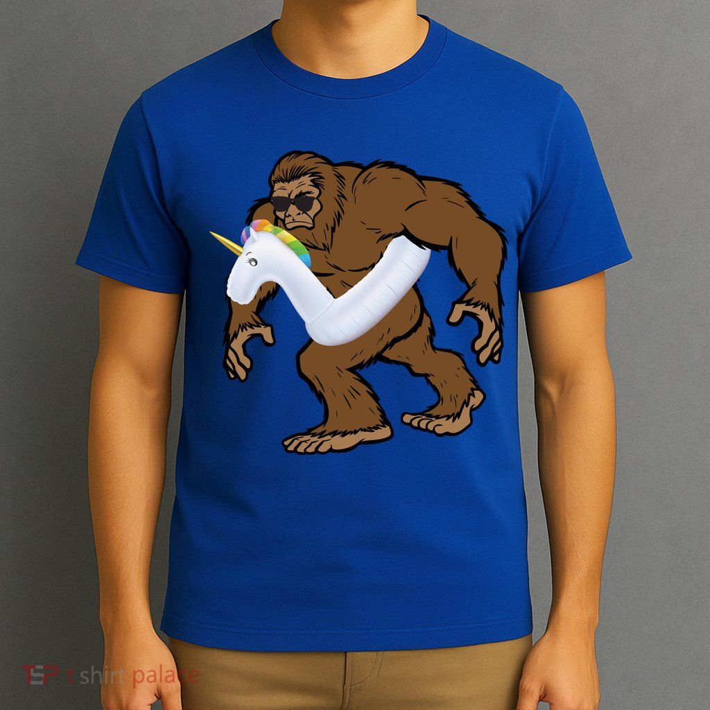 Pool Party Bigfoot Unicorn Float  Sasquatch T-Shirt