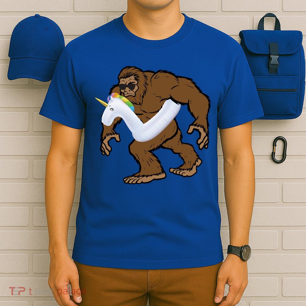 Pool Party Bigfoot Unicorn Float  Sasquatch T-Shirt