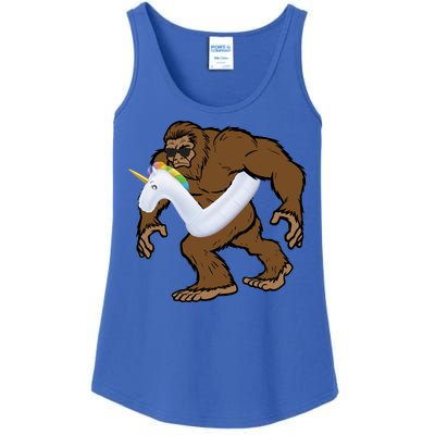 Pool Party Bigfoot Unicorn Float  Sasquatch Ladies Essential Tank