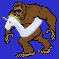 Pool Party Bigfoot Unicorn Float  Sasquatch Poster