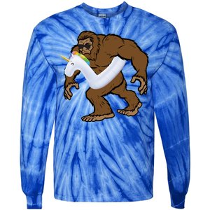 Pool Party Bigfoot Unicorn Float  Sasquatch Tie-Dye Long Sleeve Shirt