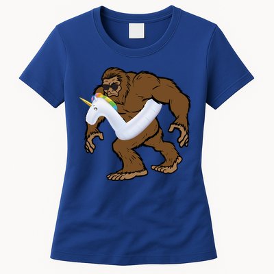 Pool Party Bigfoot Unicorn Float  Sasquatch Womens T-Shirt