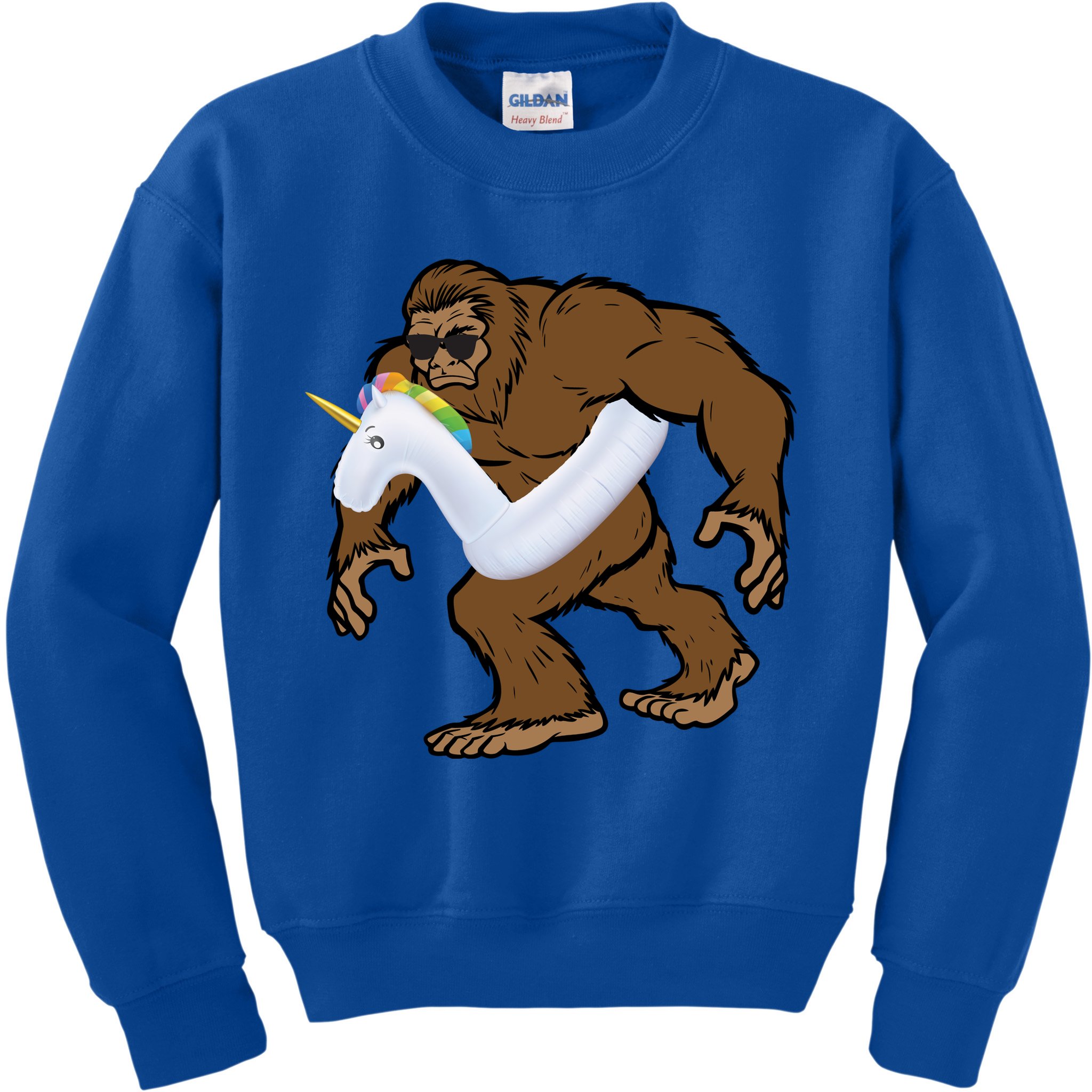 Pool Party Bigfoot Unicorn Float  Sasquatch Kids Sweatshirt