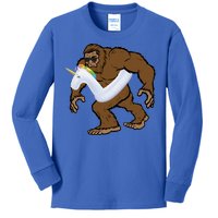 Pool Party Bigfoot Unicorn Float  Sasquatch Kids Long Sleeve Shirt