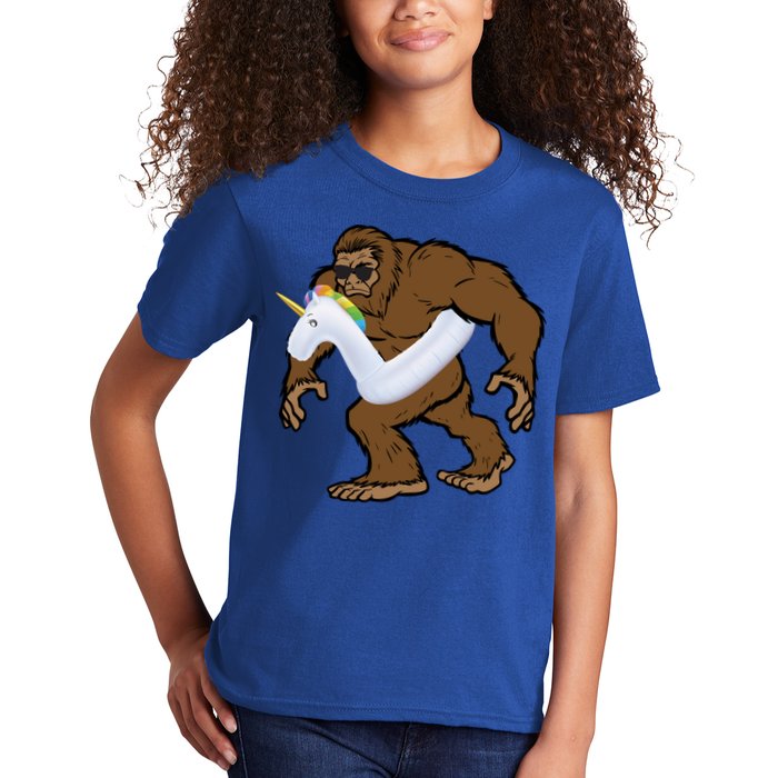 Pool Party Bigfoot Unicorn Float  Sasquatch Kids T-Shirt