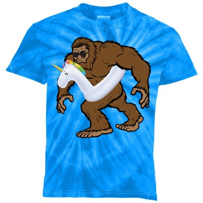 Pool Party Bigfoot Unicorn Float  Sasquatch Kids Tie-Dye T-Shirt